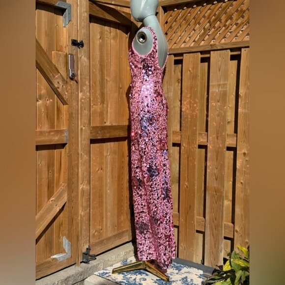 🆕 SIMKHAI 🧿 NWOT Bex Sequined Embellished Maxi Dress, Sorbet Pink- Sz US 0 - Picture 8 of 16